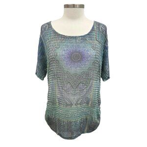 Maurices Womens Metallic Ribbed Top w/Ruched Side Hem‎ Multicolor 1X Boho Fairy
